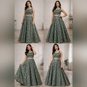 Traditional Floral Green Lengha
